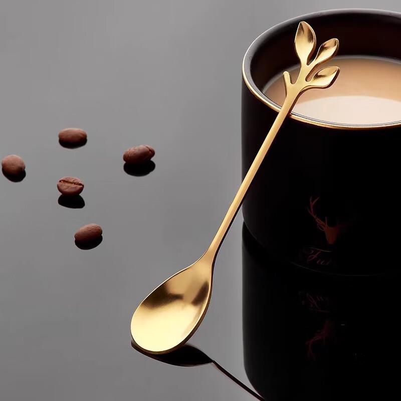 Stainless Steel Leaf Design Coffee Stirring Spoon