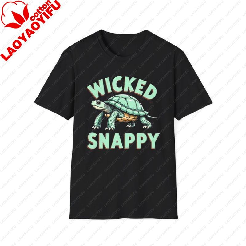 Wicked Snappy Turtle TShirt Funny Gift for Turtle Lovers Casual Wear Birthday Present Unisex Graphic Tee Graphic T Shirts Tops