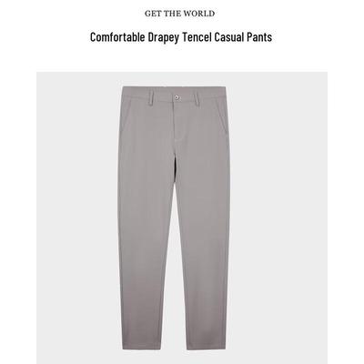 Taizi Herren Tencel Gerade Business Casual Hose