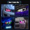 1Set 12V 24V RGB Hexagon Angel Eyes Halo Rings Retrofit Headlight Car Motorcycle Switchback White DRL+Amber Turn Signal Light