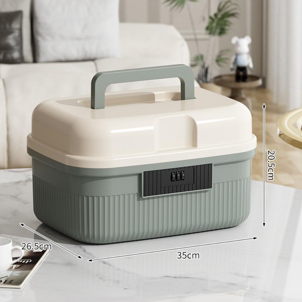 Household Lockable Password Lock Safe Box Large Capacity Two Layers Storage Bin Thickened Portable Lockbox for Home Office