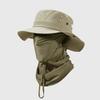 Ice Silk Fishing Hat, Breathable Quick-Drying Fabric Sun Hat with Wide Brim, Detachable Face Guard Adjustable Fit Sun Protection Hat for Outdoor