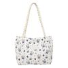 Broken Flower Canvas Bag Women's Spring New Fashion Casual Tote Bag Simple Commuter Shoulder Bag