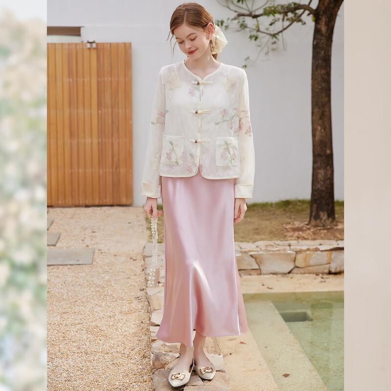 Eleganter gestickter Cardigan-Hemd im chinesischen Stil