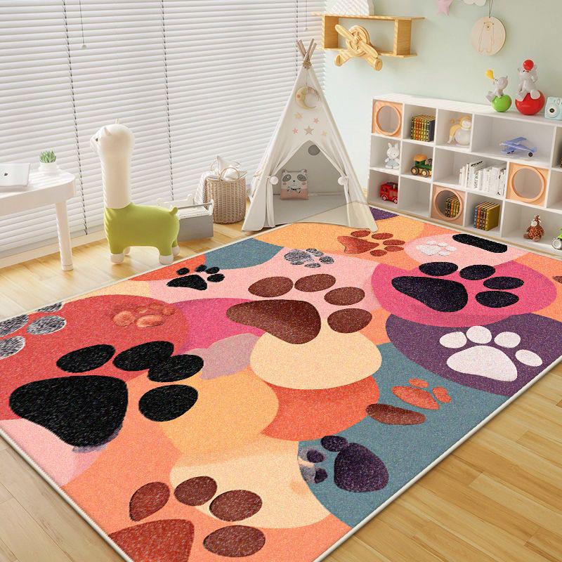 Cute Footprint Carpets for Living Room Modern Decoration Children Bedroom Plush Rug Home Pet Area Easy Clean Non-slip Mat Floor