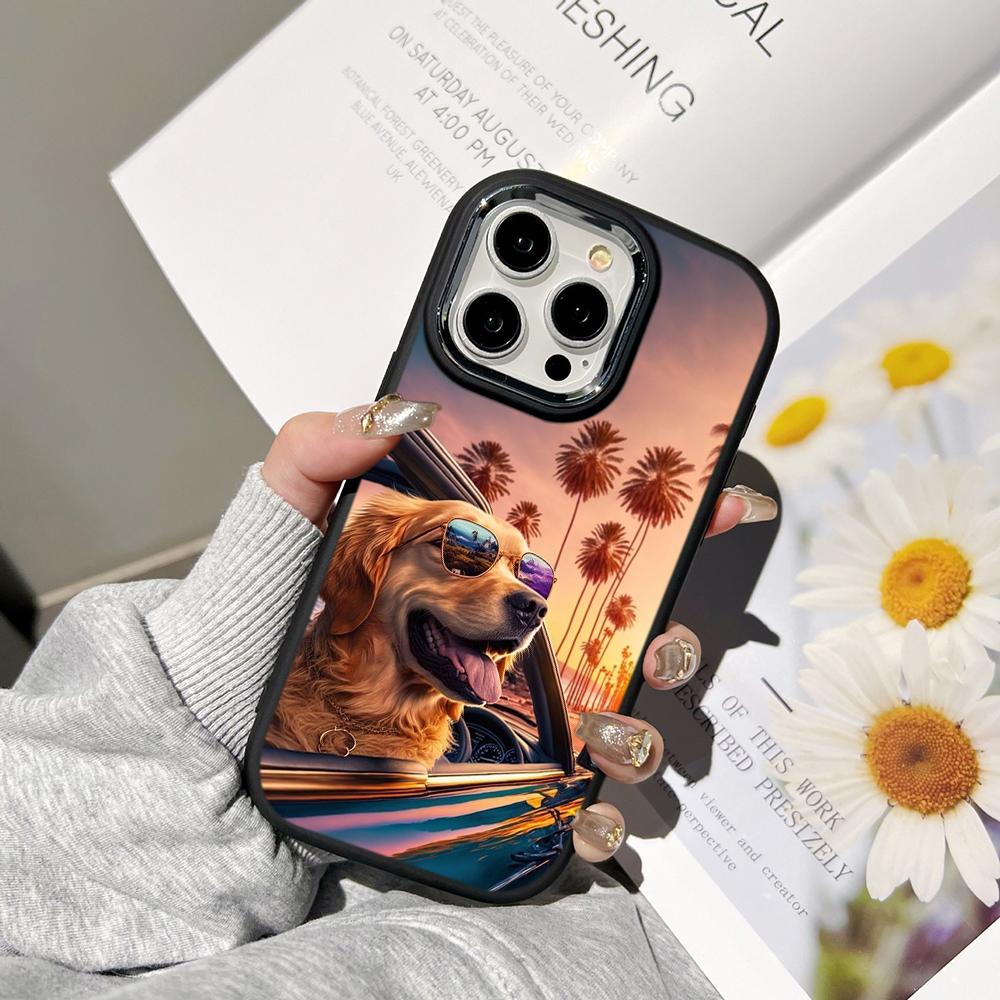 Ae76 Dog Color Doodle Design Art Phone Cases for Samsung A13 A32 A53 A04e A54 S23 S24 Ultra Infinix Hot 40i Huawei Metal Camera Protective Back Cover