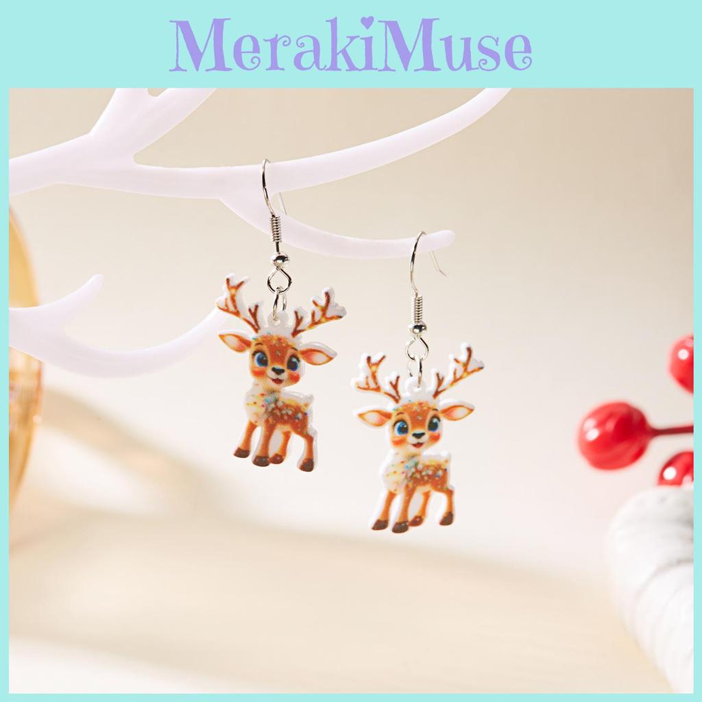 Festive Reindeer Acrylic Earrings For Women With Unique Geometric Style And Christmas Vibe