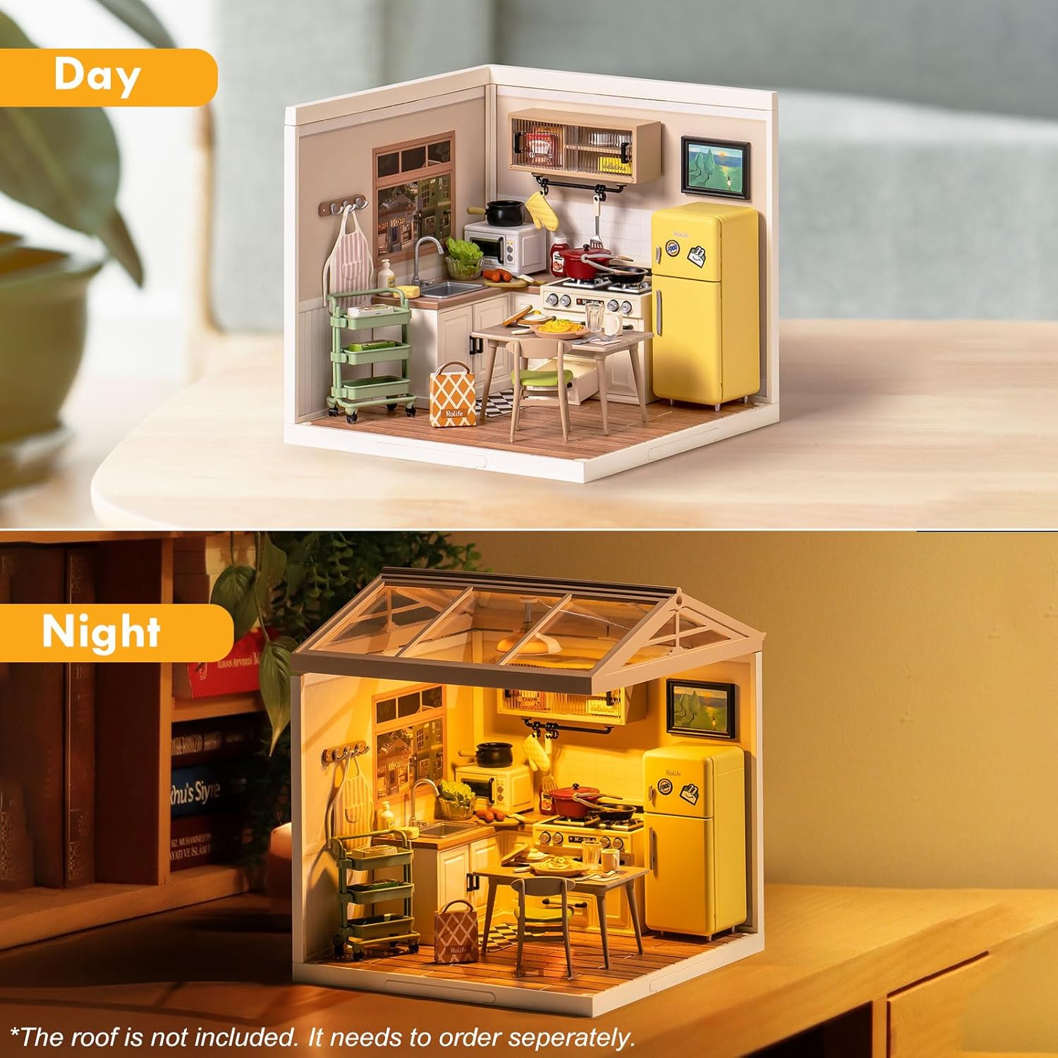 Rolife DIY Miniature Plastic House Building Set Toys Playset with LED Suitable for Mini Figures Construction Toys Diorama Kit Gifts for Teens Adults