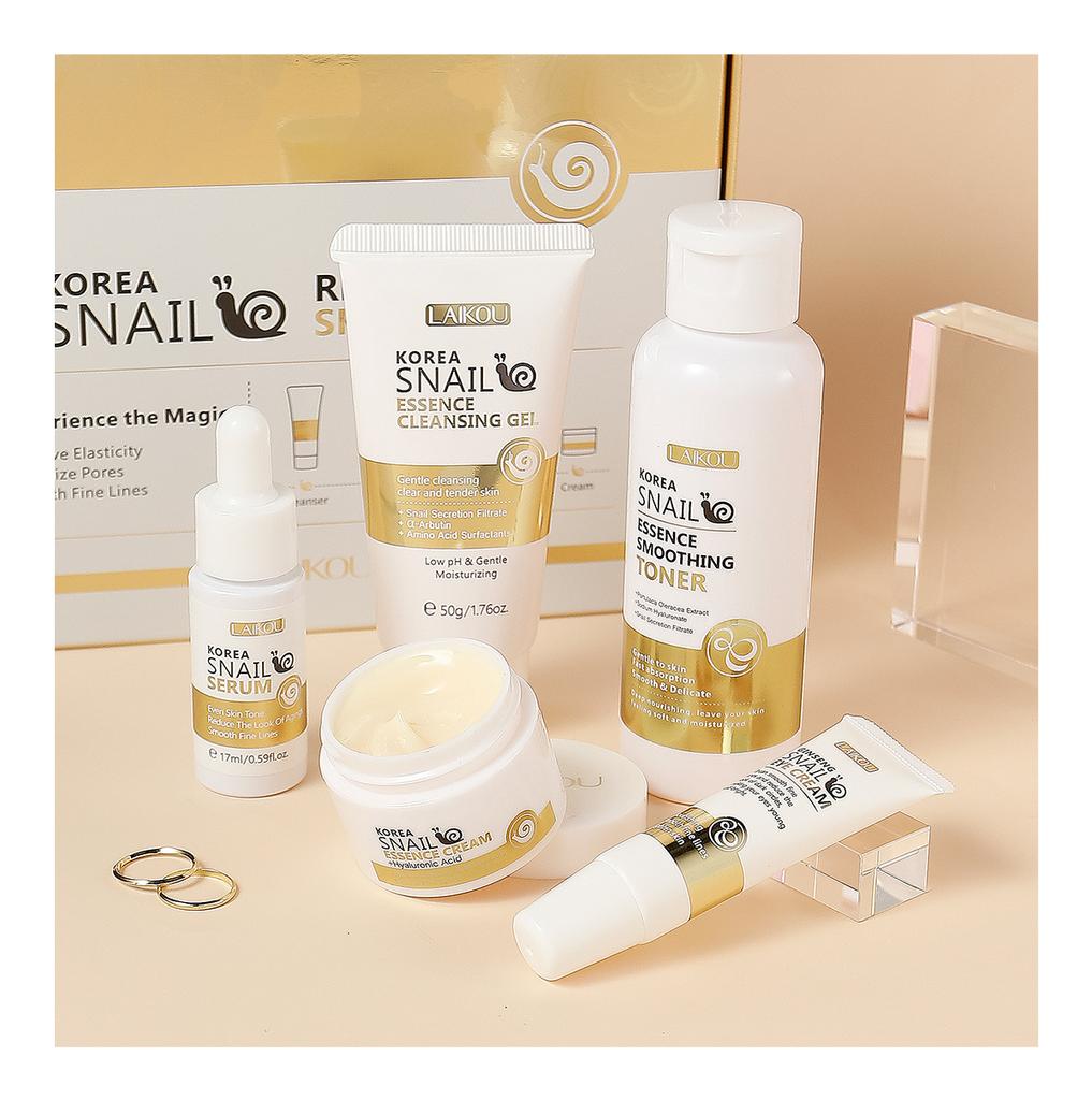 LAIKOU Zestaw 5 kosmetyków Snail Skincare do pielęgnacji twarzy i rozjaśniania cery