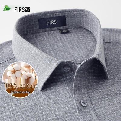 FIRS Men's 100% Cotton Brushed Long-Sleeve Shirt