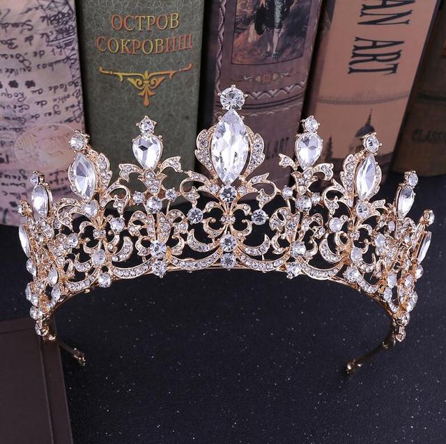 Red Black Crystal Wedding Tiara Bridal Crown For Wedding Bride Gold Rhinestone Crowns Headband Jewelry Hair Accessories