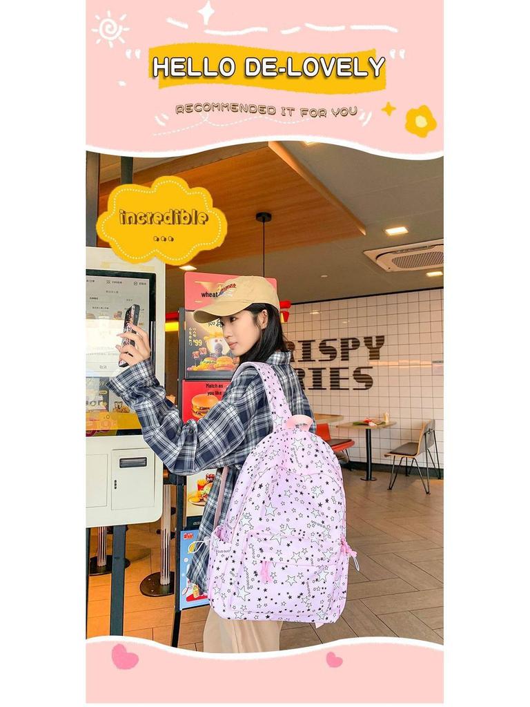 Versatile Japanese & Korean Style Backpack for Girls - Ideal for Junior High, High School, College, Elementary, Mori Style, Five-Star Design.