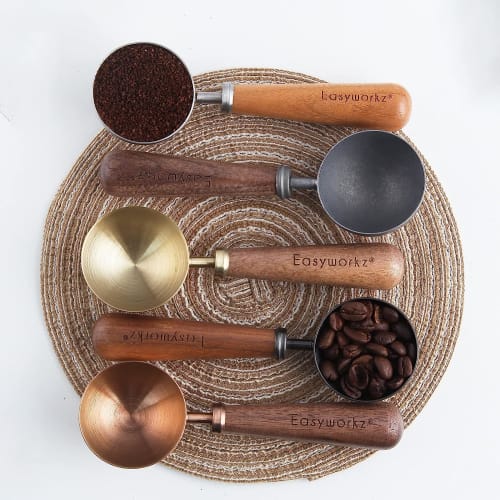 Easyworkz Retro Stainless Steel Coffee Measuring Scoop, 10g, with Black Walnut Wood Handle (Gunmetal)