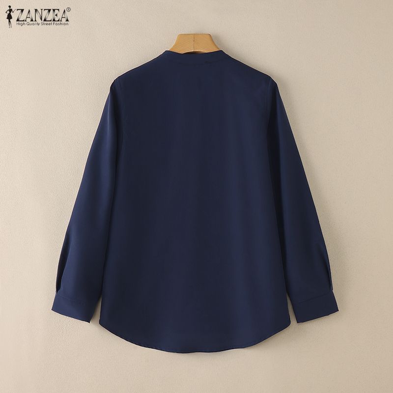 ZANZEA Women Casual V-Neck Solid Color Long Sleeve Blouse