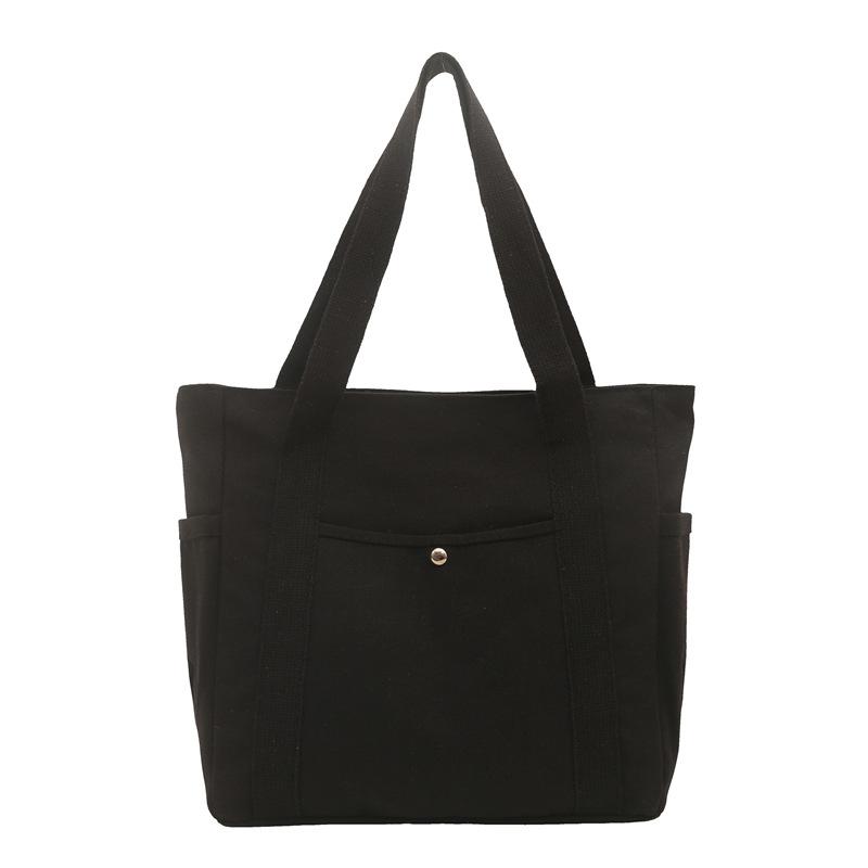 Women Solid Color Large Capacity Casual Tote Bag Korean Style College Student Shoulder Bag
