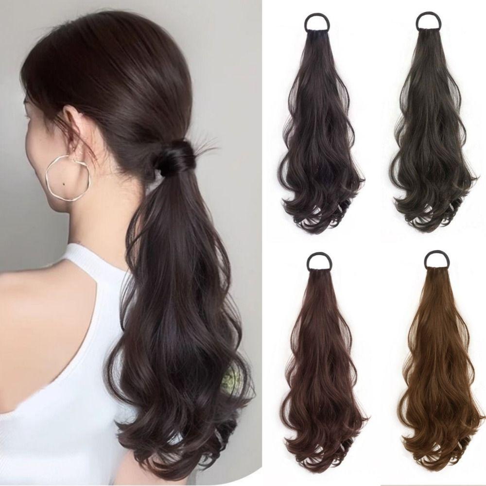 Vitality Long Wavy Ponytail Hair with Rubber Band Hair Band Hairpiece Daily Use