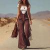 Cargo Jumpsuit Sleeveless Wide Leg Cargo Jumpsuit Adjustable Straps Front Button Closure Edge Details