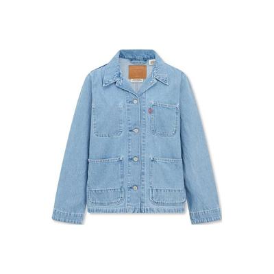 Levis Μονόχρωμο Μπουφάν Τζιν Μακρυμάνικο με Πολλαπλές Τσέπες Ίσια Γραμμή με Ένα Κουμπί Ανδρικά Μπουφάν Ανοιχτό Μπλε A6190-0001
