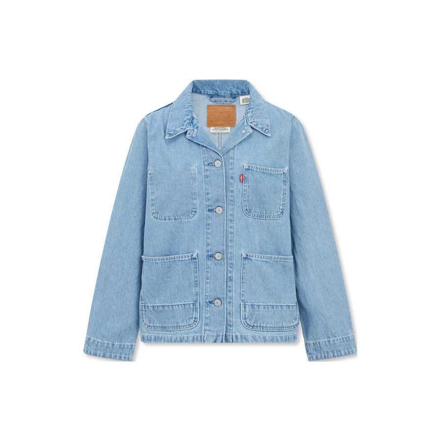 

Джинсовая куртка Levis Solid Color Multi-Pocket Straight Cut с длинным рукавом и одной пуговицей, мужские куртки, светло-голубые, A6190-0001 S