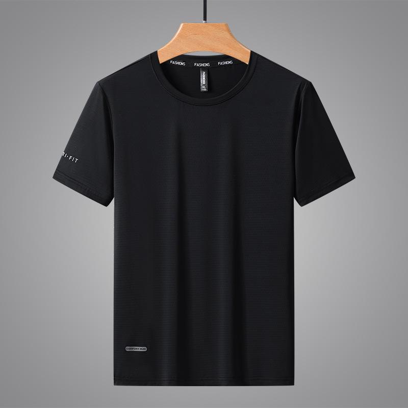 Men's Quick-Dry Ice Silk Short Sleeve Sport T-Shirt - Breathable, Elastic, Casual Round Neck