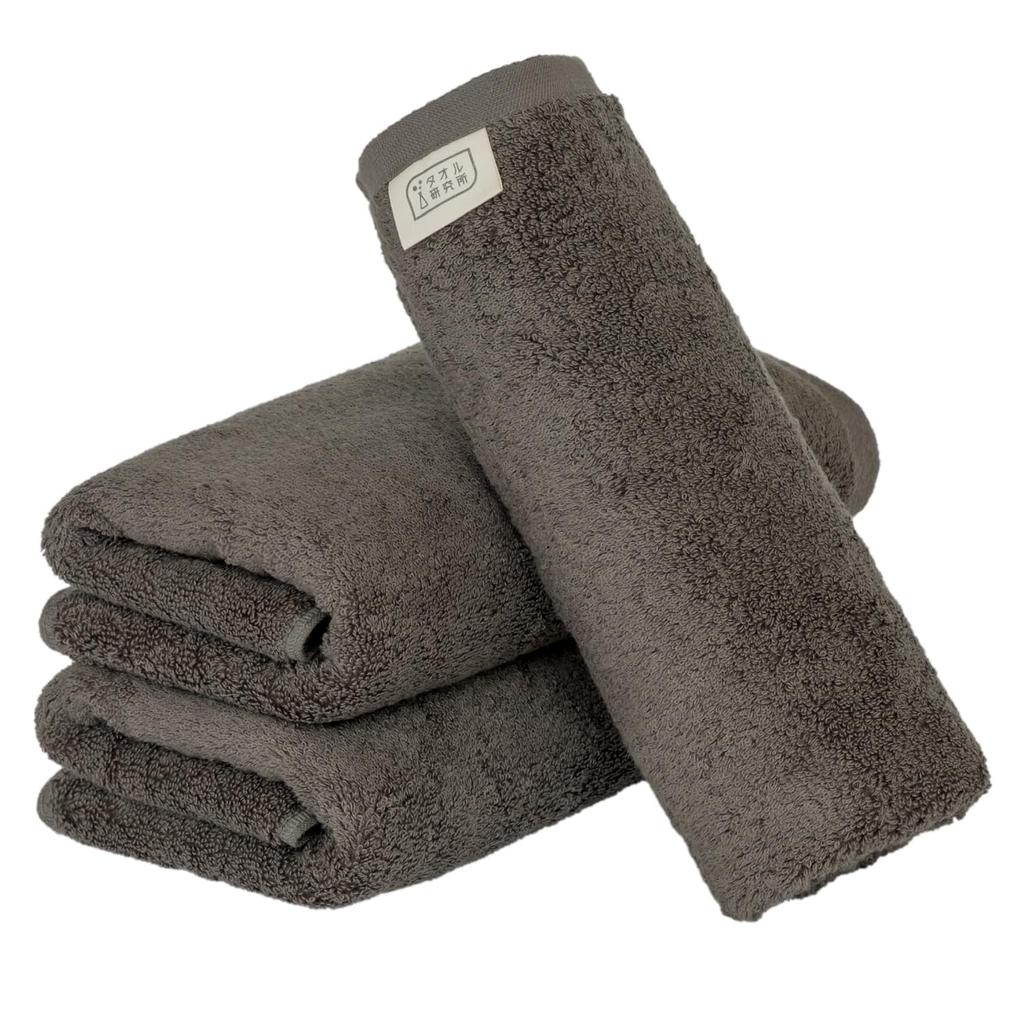 Towel Laboratory Large Face Charcoal Set of JapanTechnology [Volume Rich] #003 Towel, Gray, 3, Hotel-Grade, Thick, Fluffy, High-Breathability,