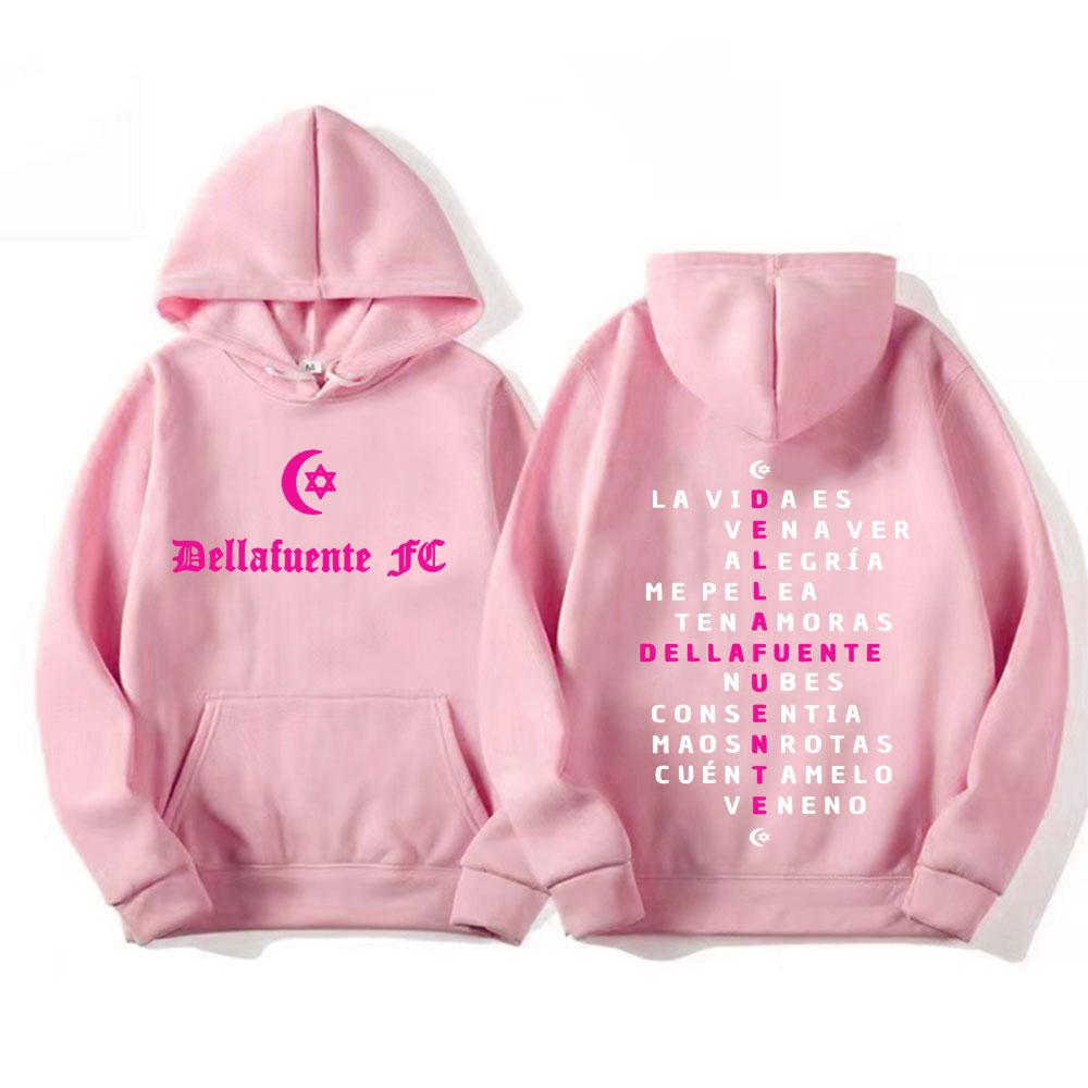 Rapper Dellafuente 2025 Tour Letters Print Hoodie Fashion Retro Gothic Oversized Hoodies Men Women Long Sleeve Fleece Sweatshirt