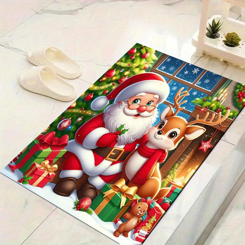 

1pc Santa Claus and deer Design Indoor Area Rug - Soft, Anti-Slip, and Durable Gaming Room Decor for Bedroom 60cm by 90cm