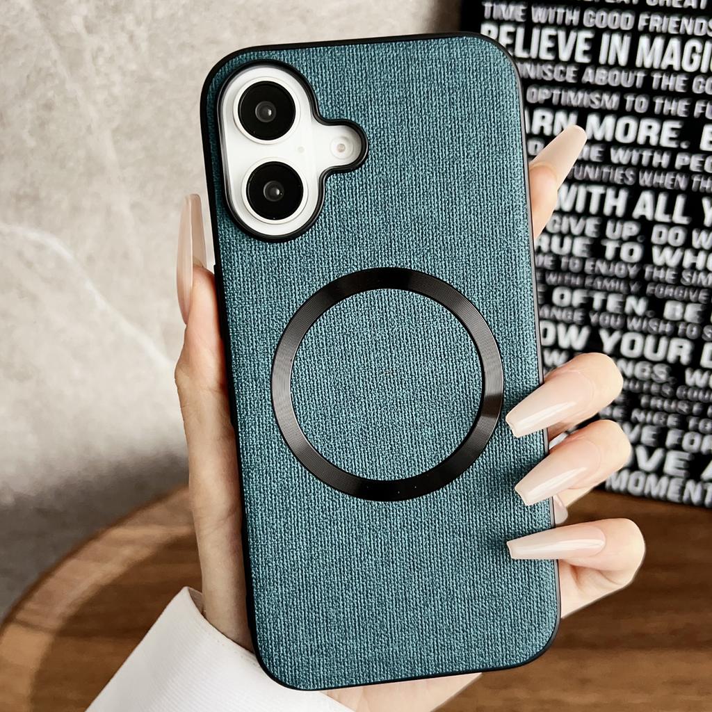 For iPhone 16 Case Drop-Proof TPU+Cloth Back Phone Cover Compatible with MagSafe