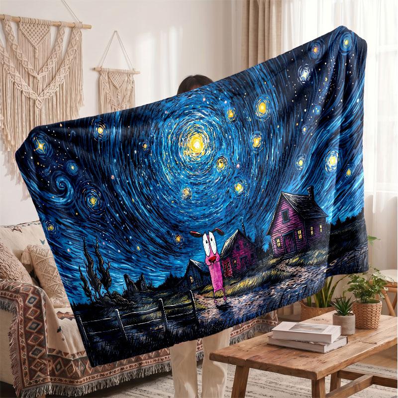 Warm Flannel BlanketCourage the Cowardly Dog Soft Cozy Throw Blanket for Bedroom Couch