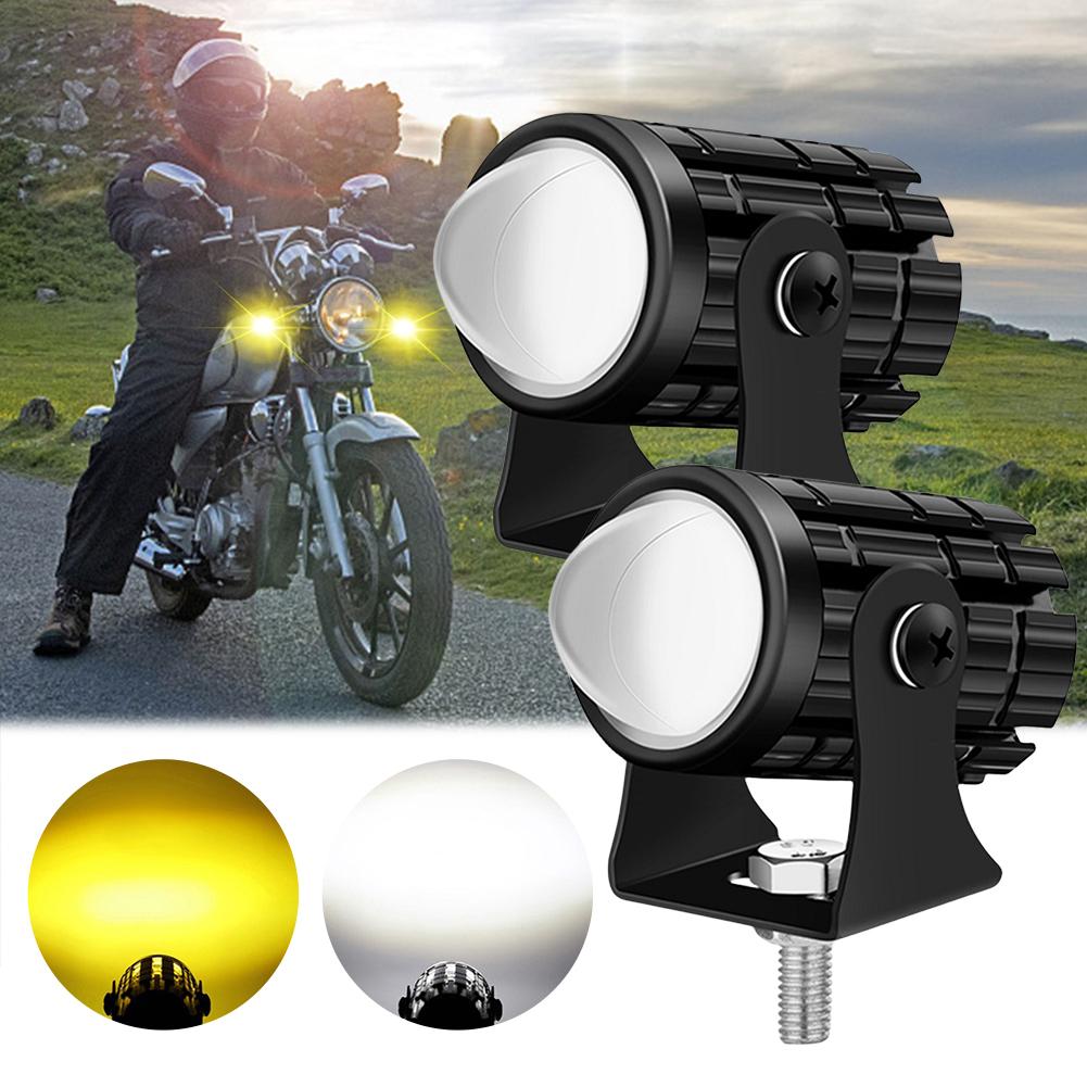 2Pcs Car LED Work Light Waterproof Hi-Lo Beam Motorbike Fog Light 8000LM 6000K/3000K Yellow+White for Offroad Car Boat Truck SUV