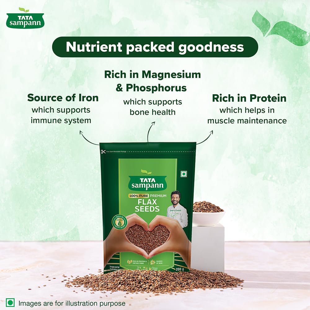 Tata Sampann Pure Flax Seeds 200gx Pack of 2 High Protein Dietary Fibre Source of Iron Omega 3 Rich Premium Raw Superfood