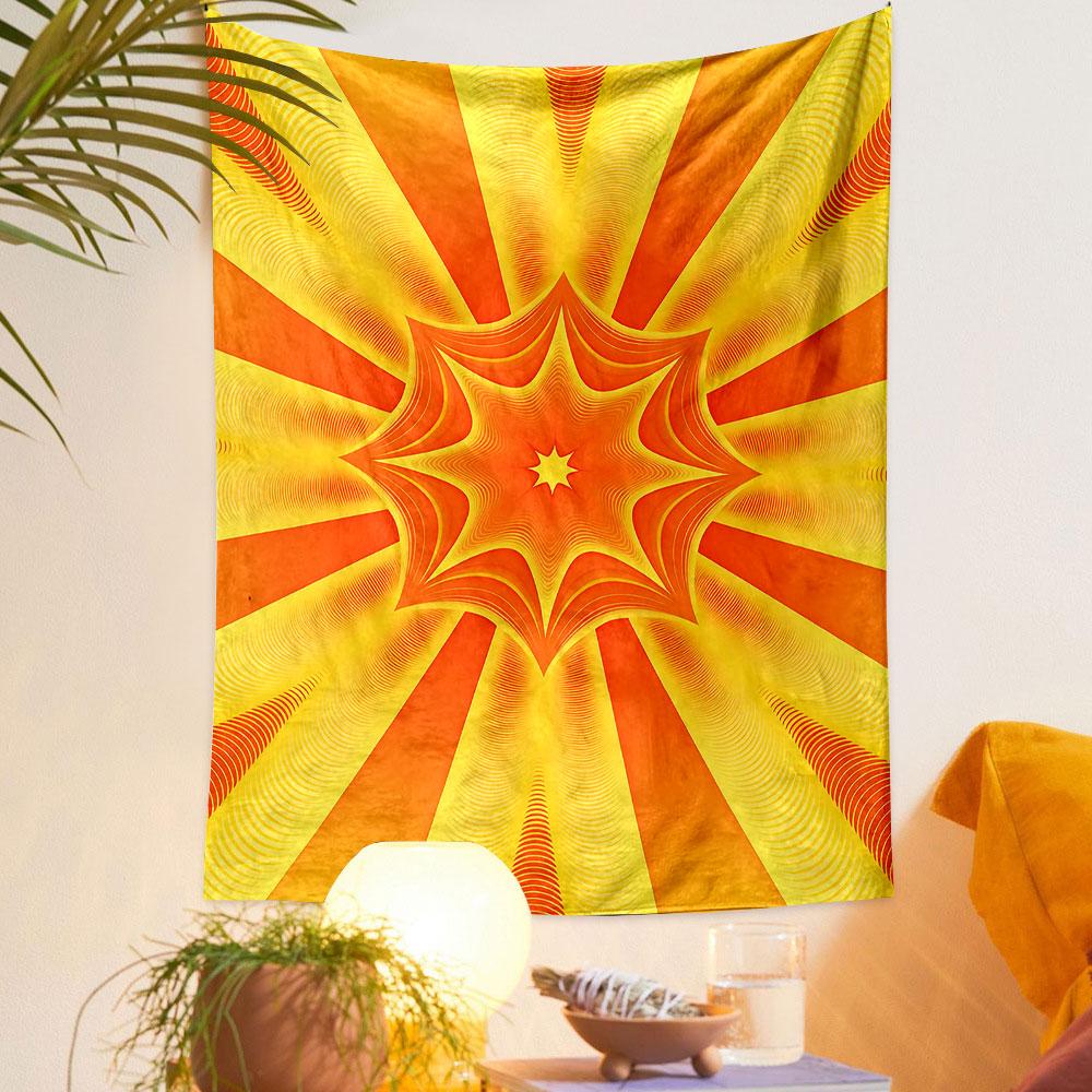 Radiant Sunburst Abstract Design Patterned tapestry home decor, suitable for bedroom and living room, gift