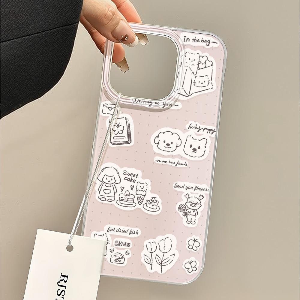 Painted Phone Case for iPhone 12 13 15 16 iPhone 16 12 13 14 15 Pro  14 15 16 Pro Max Coverage Shockproof Anti-Fingerprint Fresh Style Protective Case