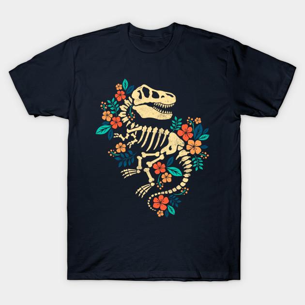 Men Black Print T-shirt Flowered Dinosaur Fossil No-Cut Transfer Paper Print Cotton Tshirt L тёмно-синий