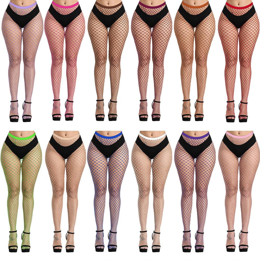Yiran Sexy Lingerie Women's Coloured Fishnets 20 Colours 4 Different Grid Sizes Colorful Fishnet Tights Super Elastic Fishnet Stockings Pantyhose Cm