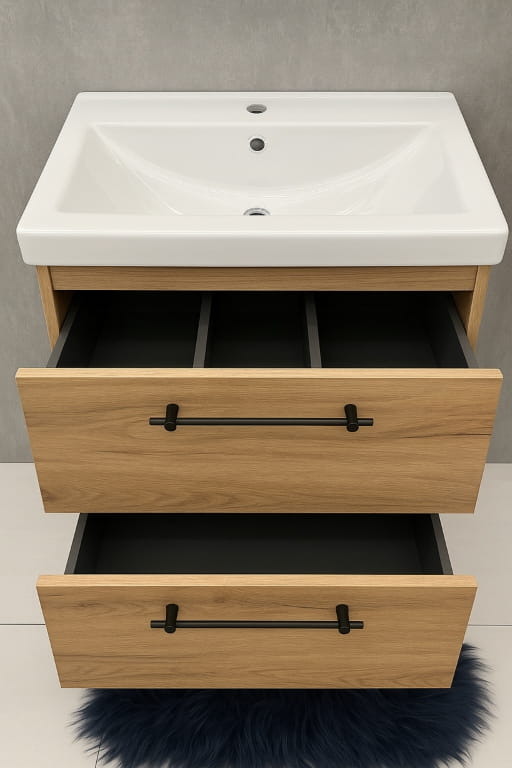 Bathroom cabinet with washbasin, tap and siphon 80x80cm, standing, Oak Craft Cassandra