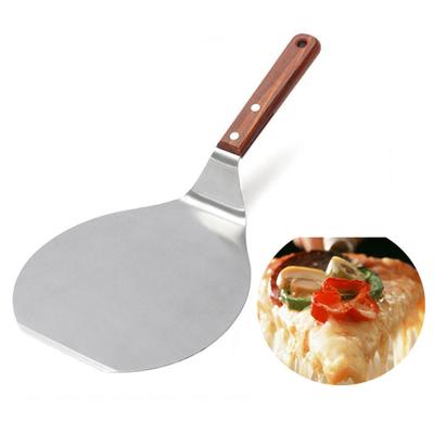Stainless Steel Wooden Handle Pizza Shovel, Circular Pizza Shovel, Cake Shovel, Bread Knife, Kitchen Baking Machine
