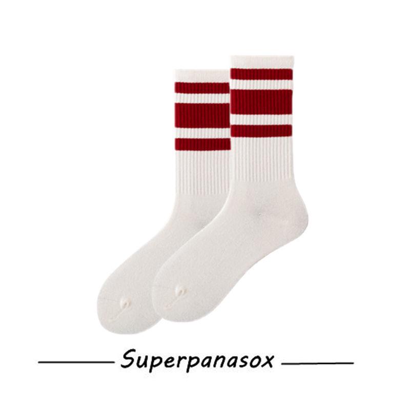 Cityboy West Coast Striped Skateboard Mid-Calf Socks for Men & Women - Trendy Workwear Style Cotton Socks