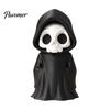 3D Printed Skeleton Statue Grim Reaper Figurine, Gothic Black Robe Statue, Spooky Desktop Figurine Mini Model Toy for Halloween Decoration Robed