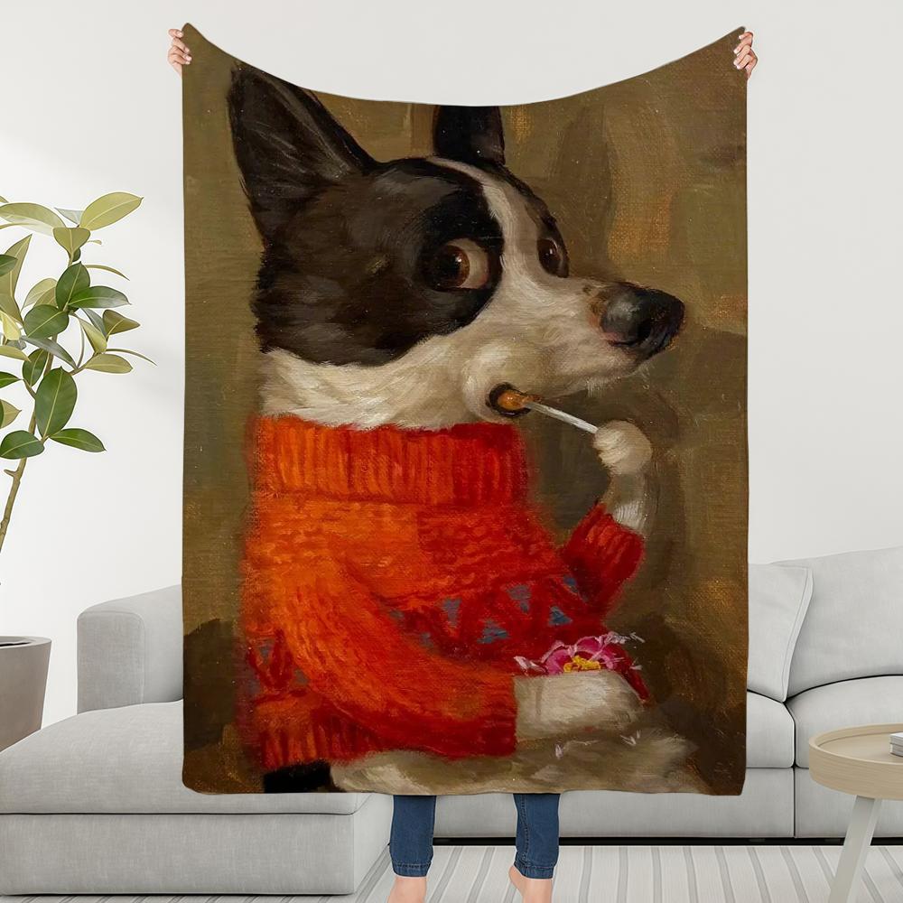 Illustration Blanket Throw Painting Super Cosy Oil Plush Pet Living Room Sofa Couch Childish Birthday Gifts