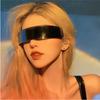 Y2K Future Warrior Rimless Goggles One Piece Lens Wrap Around Cyberpunk Futuristic Men Women Hip Hop Party Glasses with Spikes