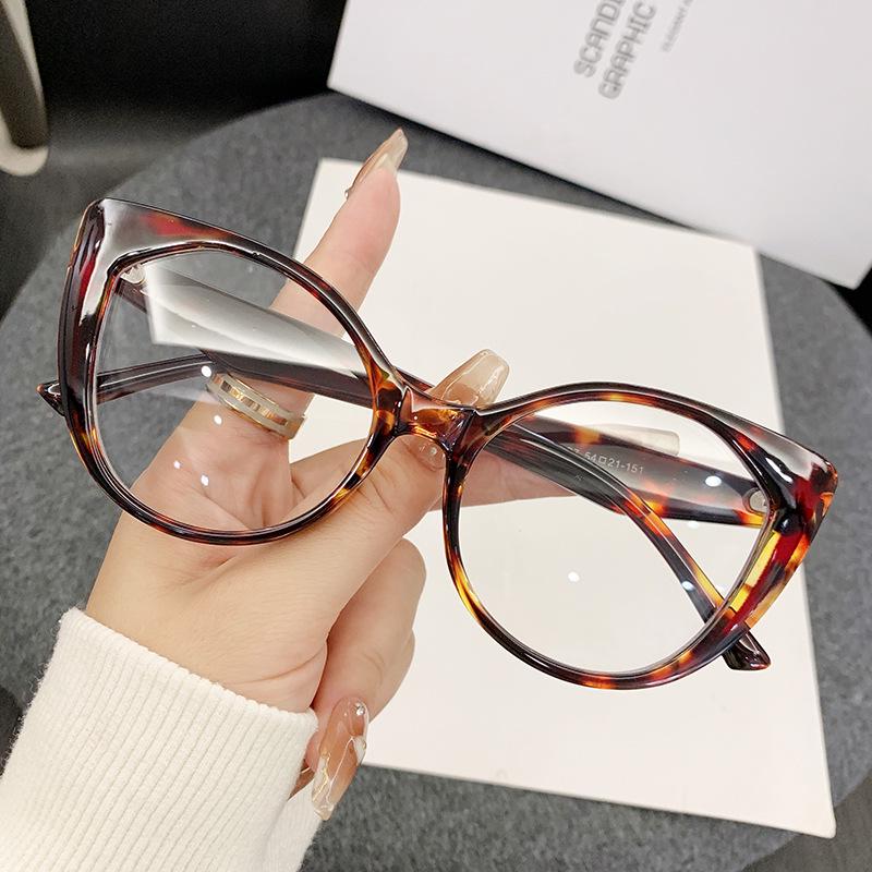 European American Cat Eye Anti-blue Light Women's Color Block Glasses