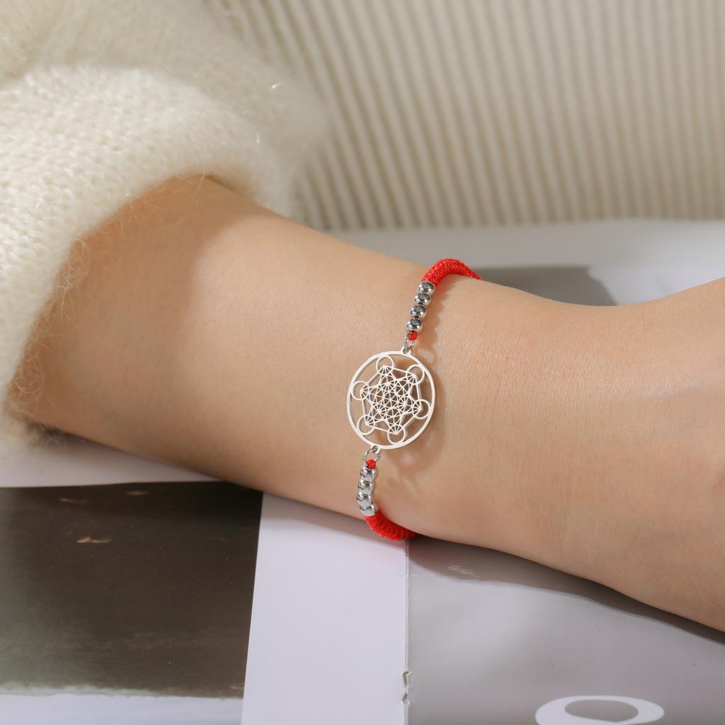 Edelstahl Erzengel Metatron Würfel Charms Armbänder Herren Damen Blau Rot Schwarz Seil Armband Amulett Heilige Geometrie Schmuck