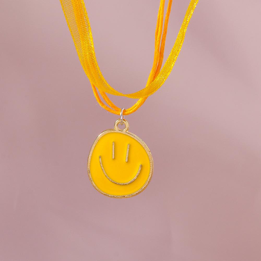 Cute Colorful Bohemia Smile Face Necklace for Women Girls Emoticon Pendant Necklace Party Birthday Jewelry Gifts