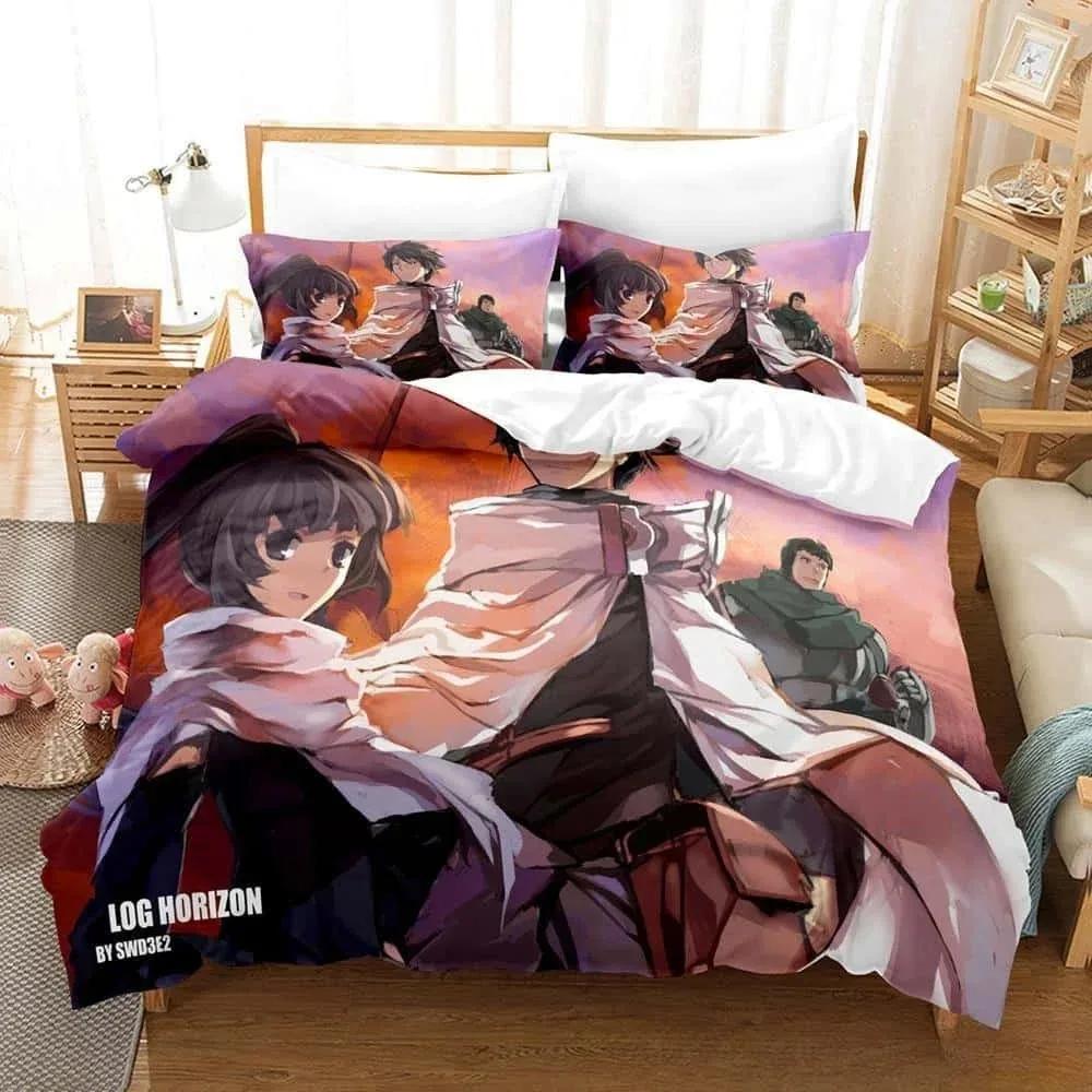 3D Cartoon Log Horizon Bettwäsche-Set Einzelbett Twin Full Queen King Size Bettset Erwachsene Kind Schlafzimmer Bettbezug-Sets Für Heimtextilien
