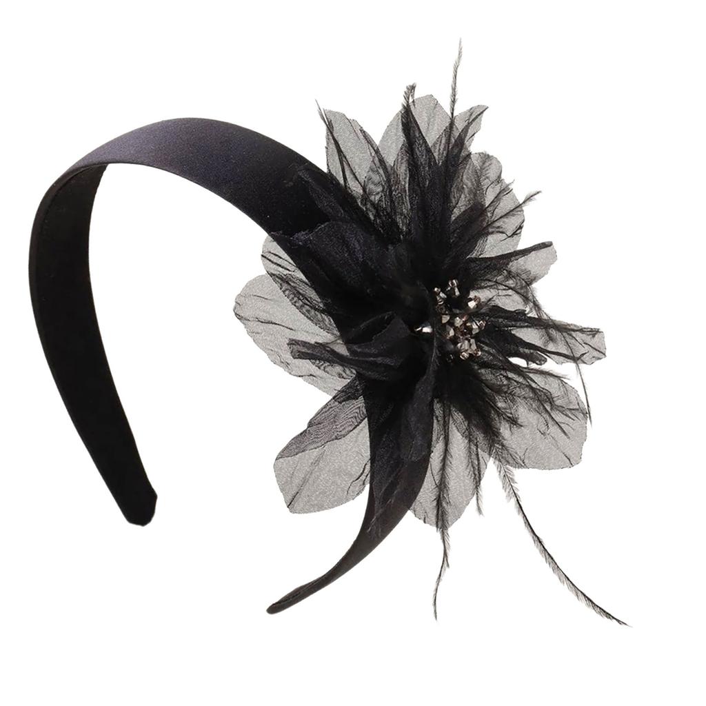 Elegante Chapéu Fascinator com Miçangas Acessórios de Cabelo Artesanais com Penas para Mulheres Cocar com Penas Arte dos Anos 1920