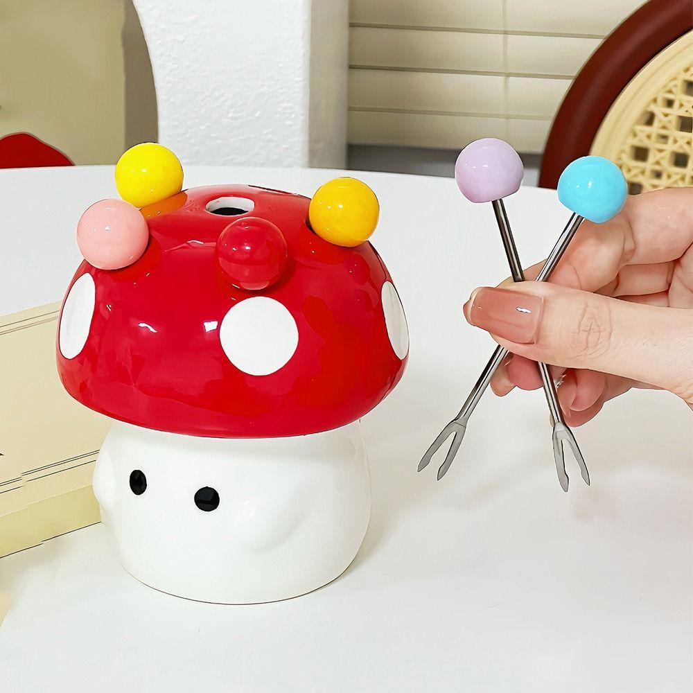 Anti-scald Mushroom Fruit Fork Creative Mushroom Fruit Fork Set  Party Supplies