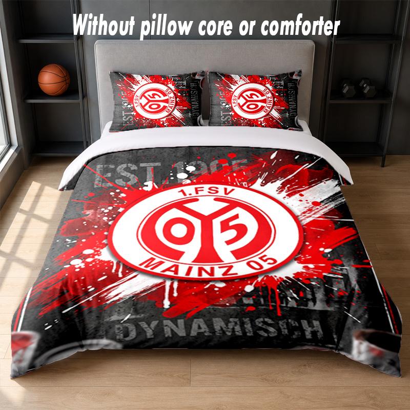 Mainz FC Design Bed Bedding Set 1 Duvet Cover + 2 Pillowcases Soft Breathable Household Bed Linens