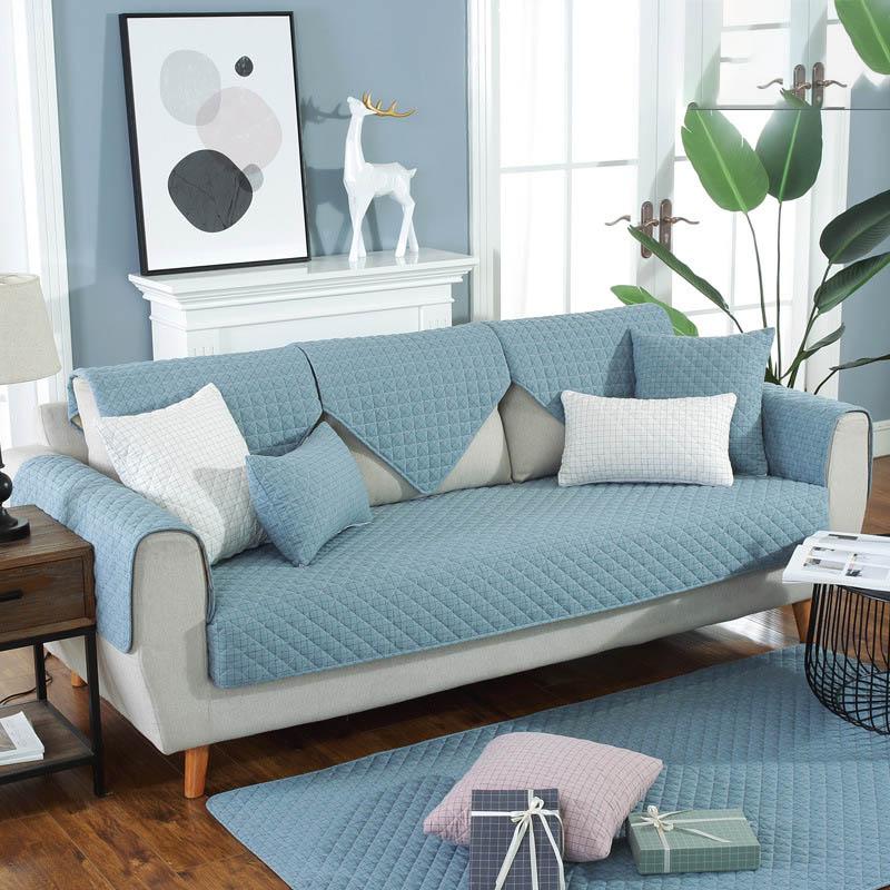 Sofa Covers for Living Room Dirt-proof Couch Cover Gray Color Plush Cushion Furniture Cover Corner Sofa Towel