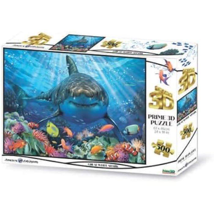Puzzle Lenticulaire Squalo Bianco Discovery Requin Blanc - GRANDI GIOCHI - 500 Pièces - Animaux - 10 Ans Et Plus